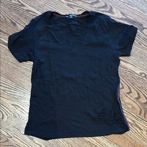 Black V-Neck distressed T-shirt Medium